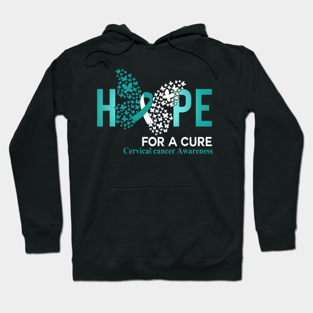 Hope For A Cure Butterfly Gift Ovarian cancer 2 Hoodie by HomerNewbergereq